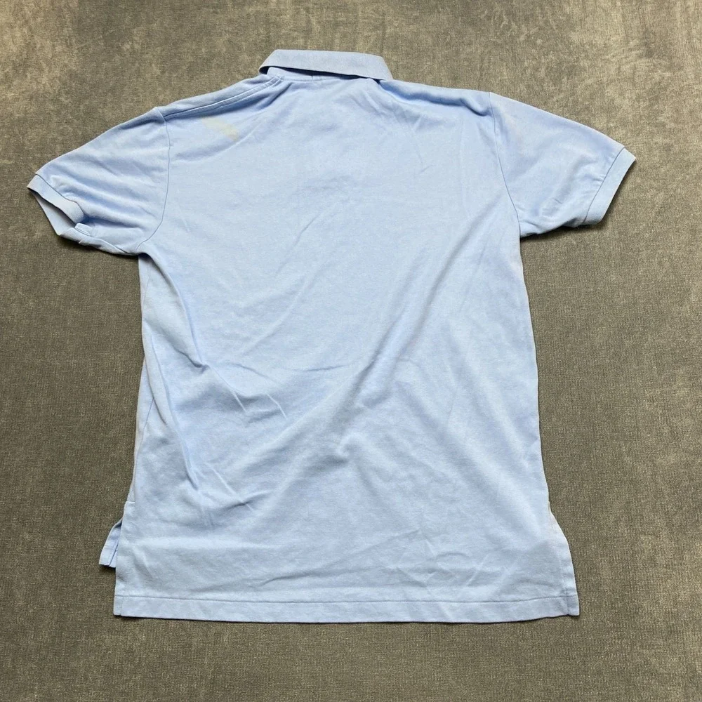 VTG Polo Ralph Lauren Polo Shirt Mens Medium Blue Cotton Hi Low Hem Pony